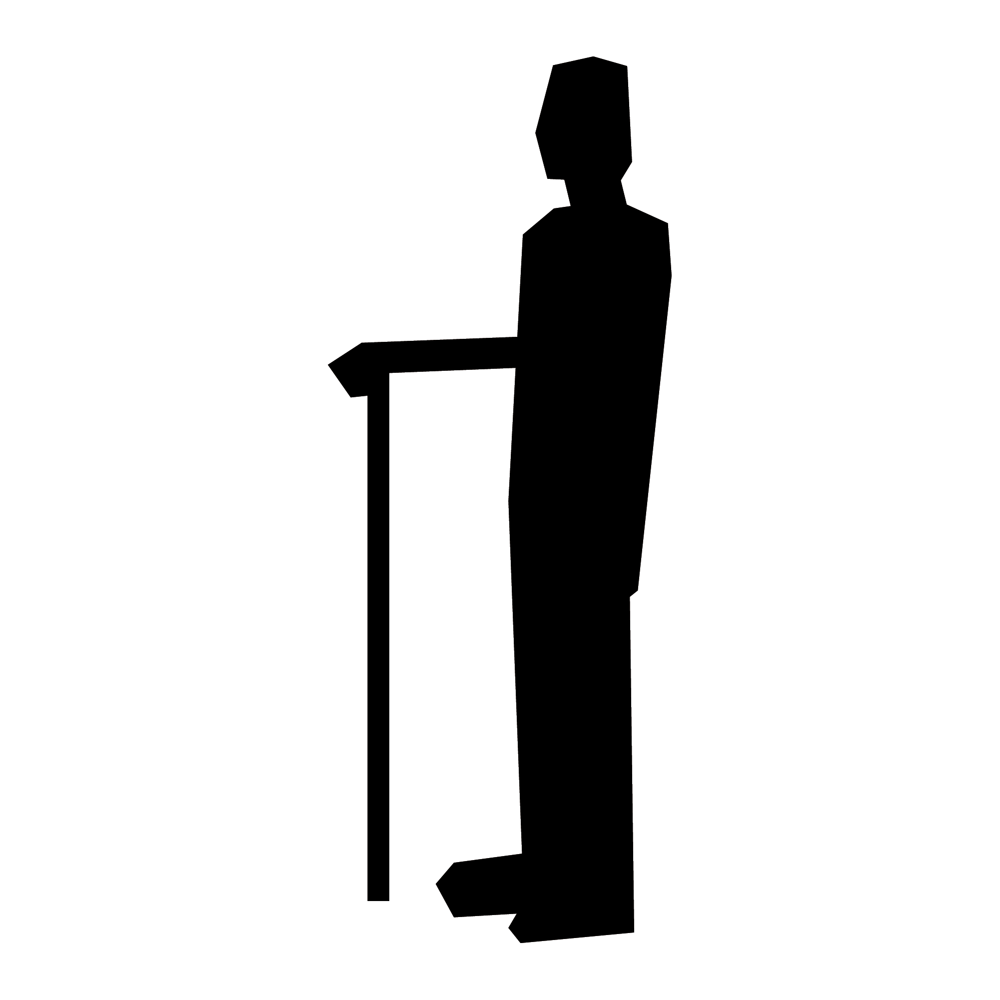 Man with a cane standing still