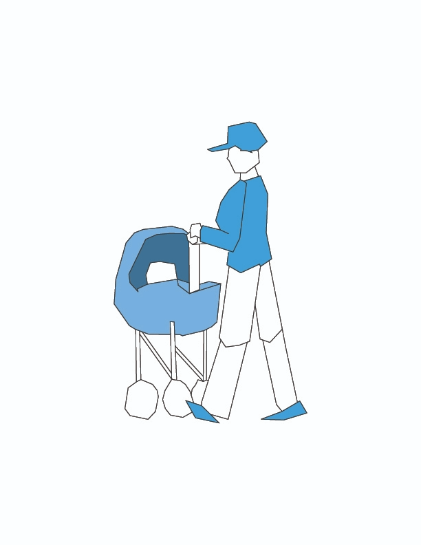 Father taking son for a walk in his stroller