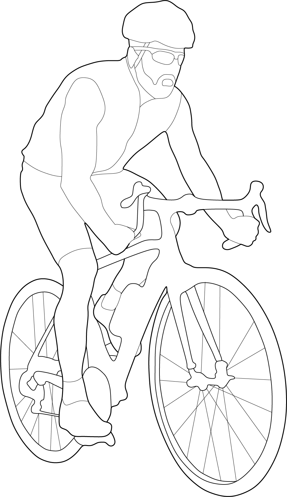 Athletic man riding bike