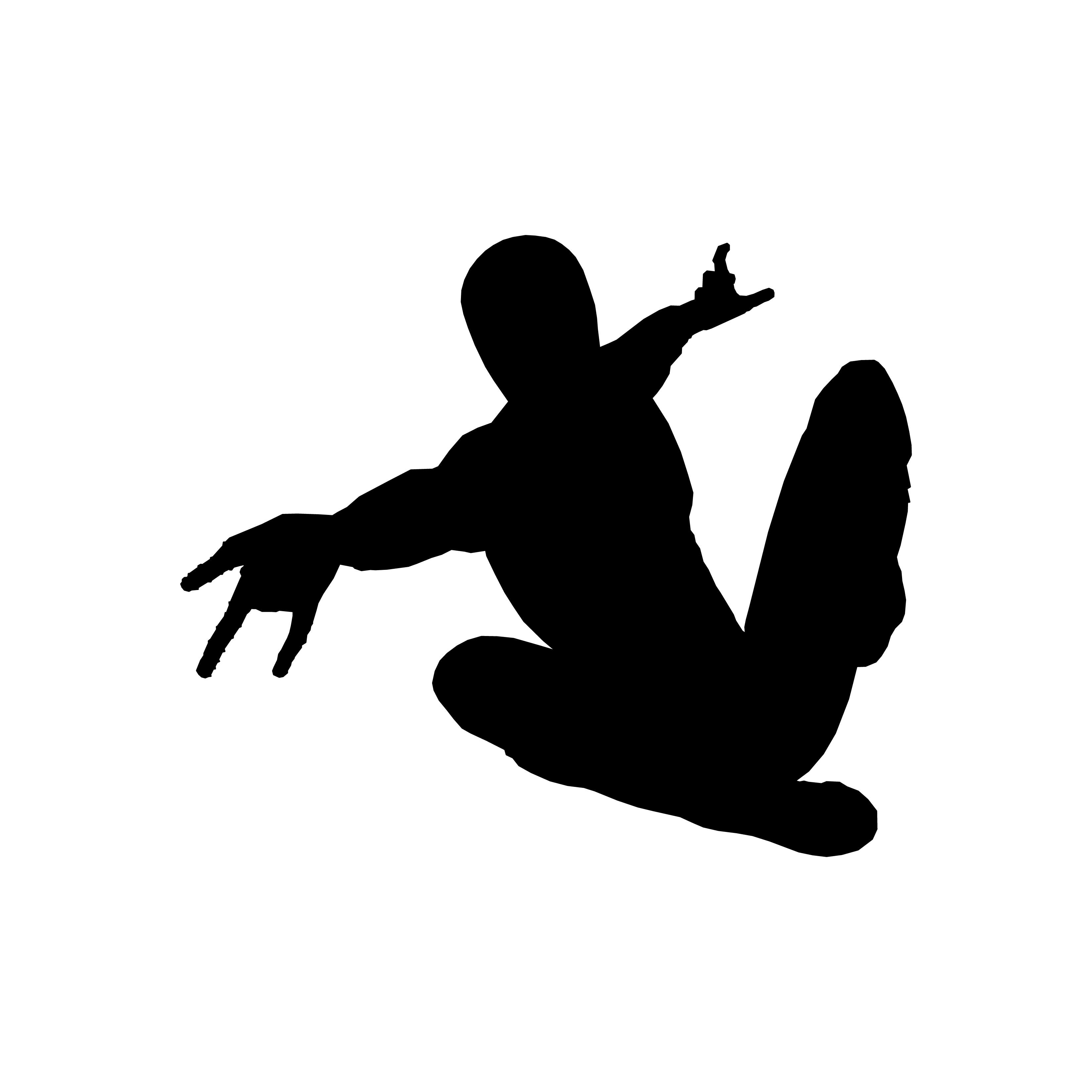 Spiderman swinging from a web