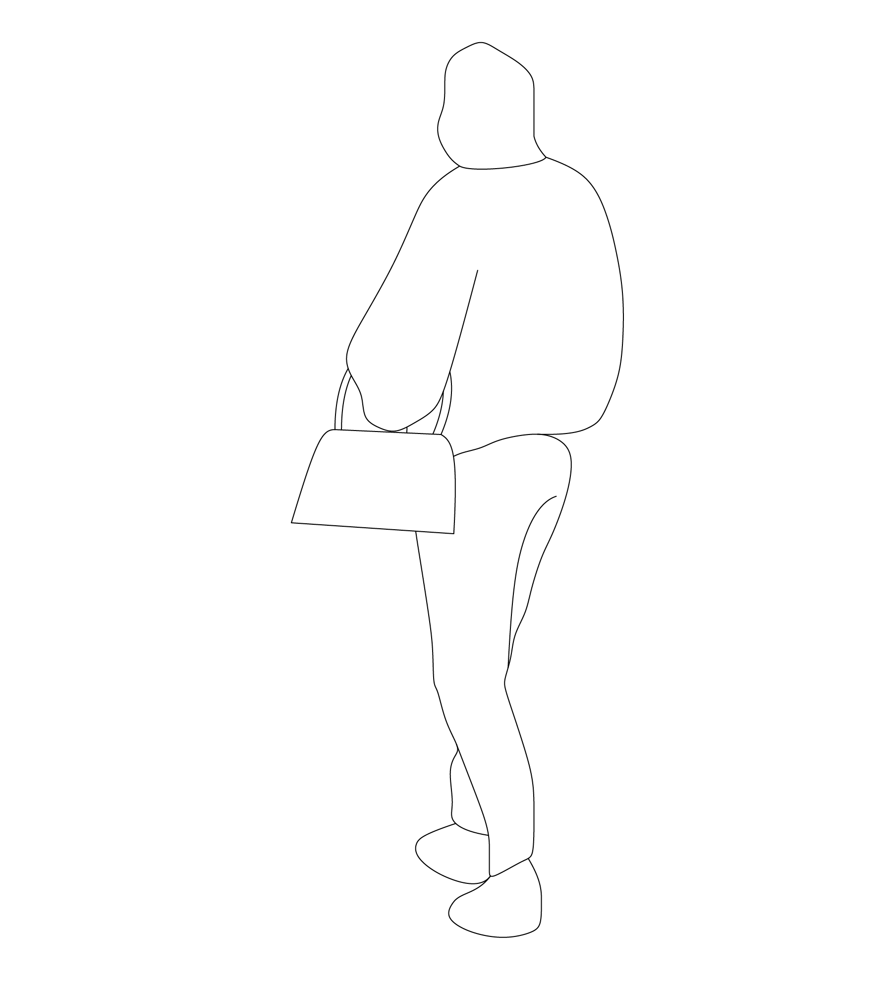 person walking with purse