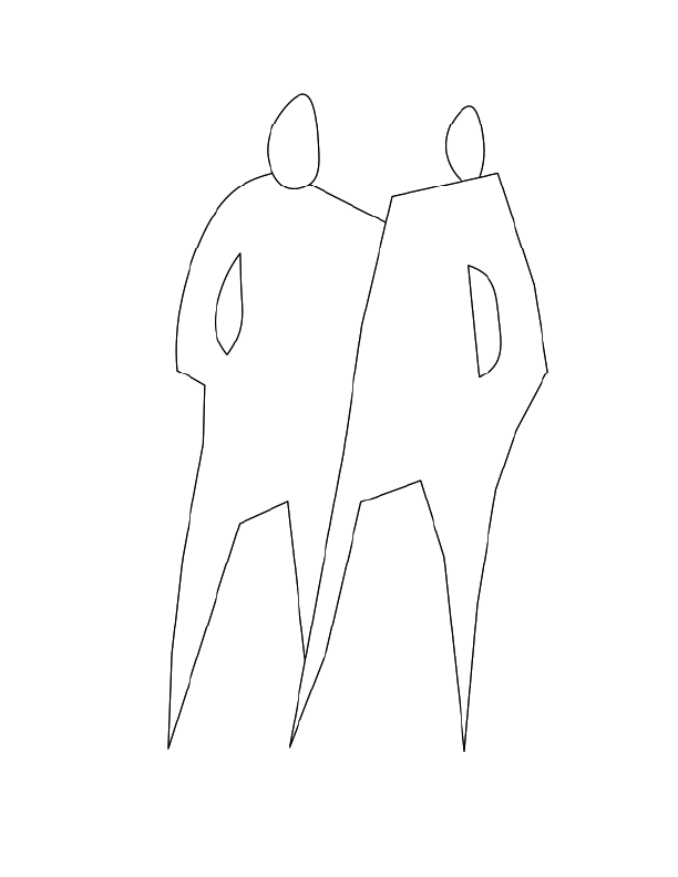 Two humans standing