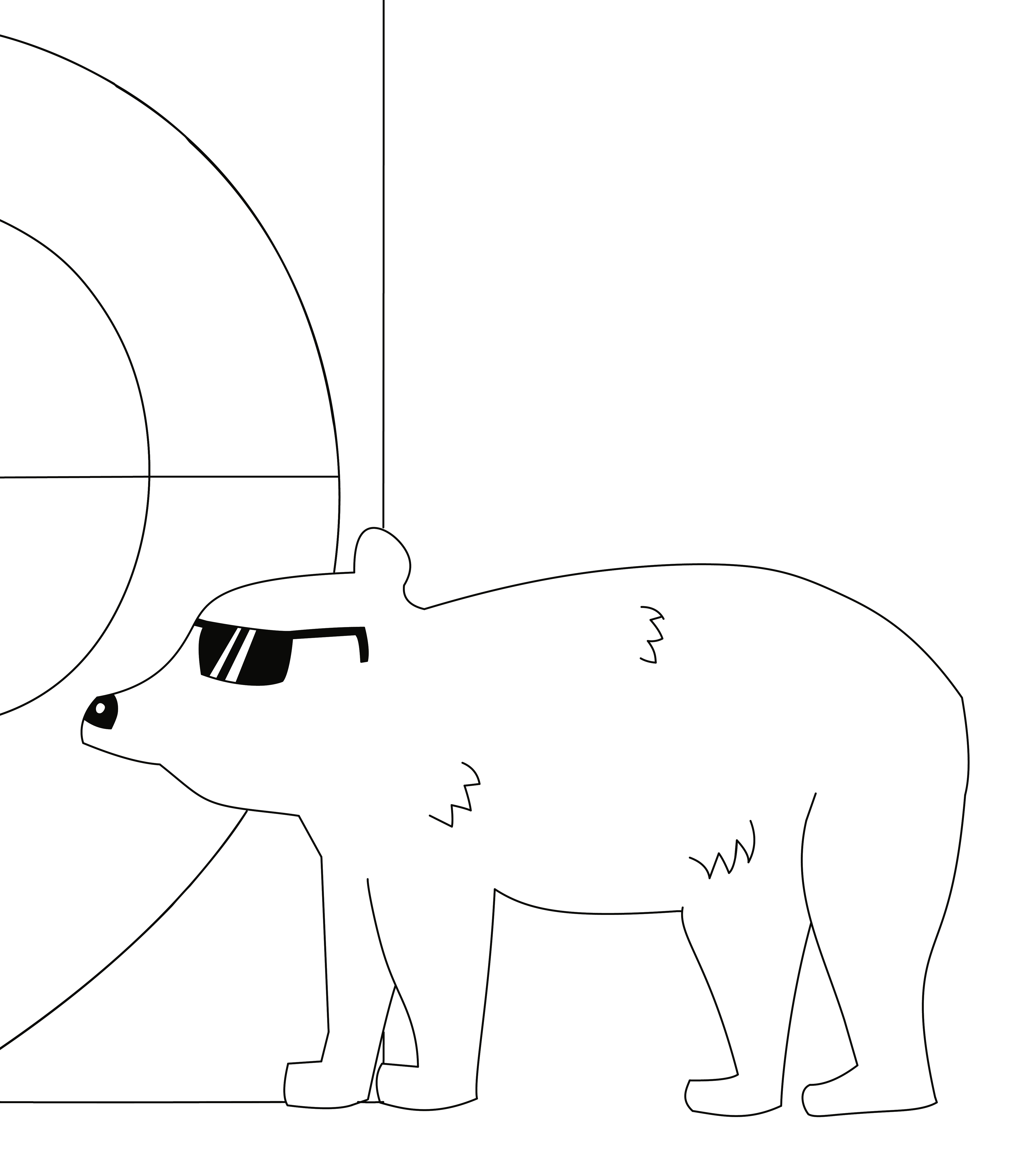 Really cool polar bear standing next to a building