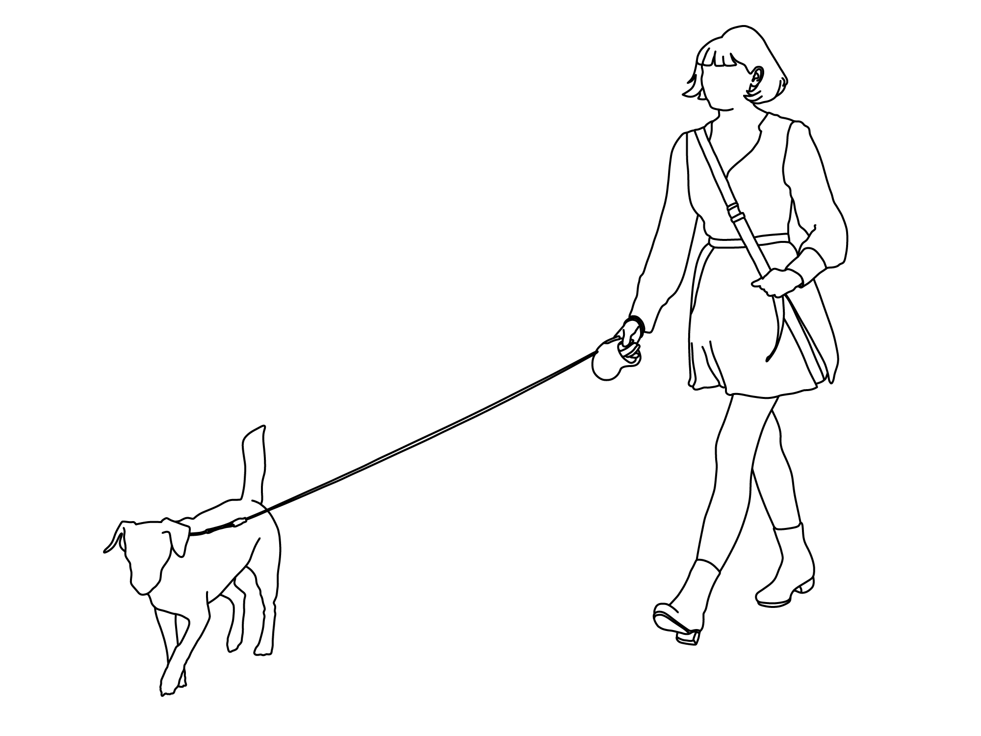 woman walking her dog