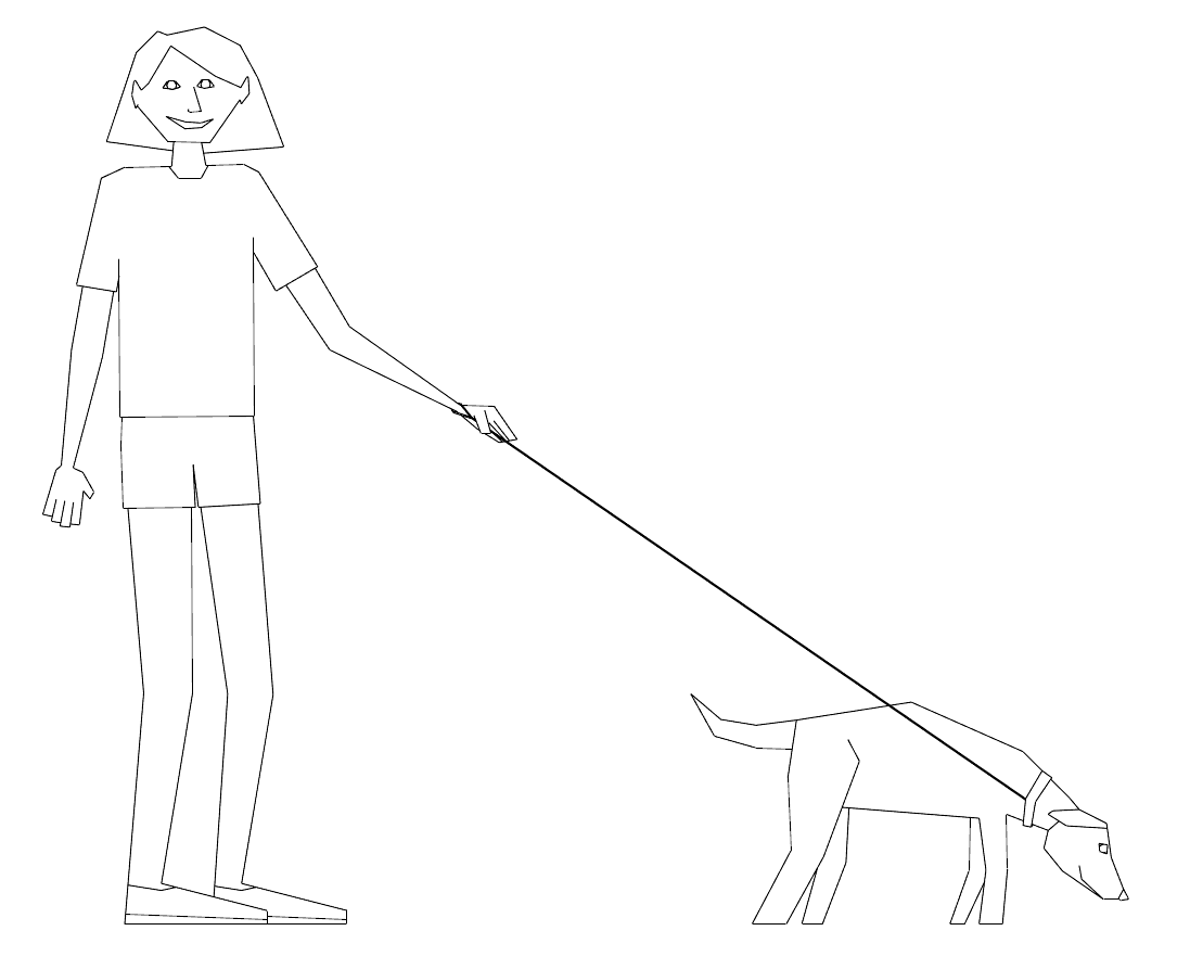 Maggie walking her dog