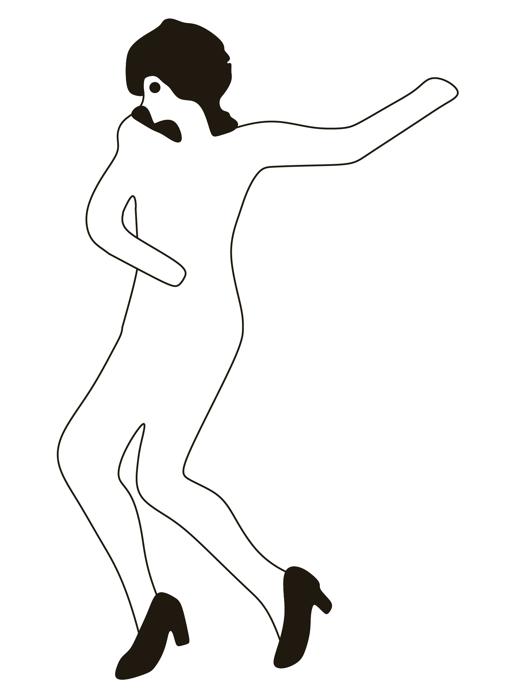 Woman Dancing with only Shoes on.