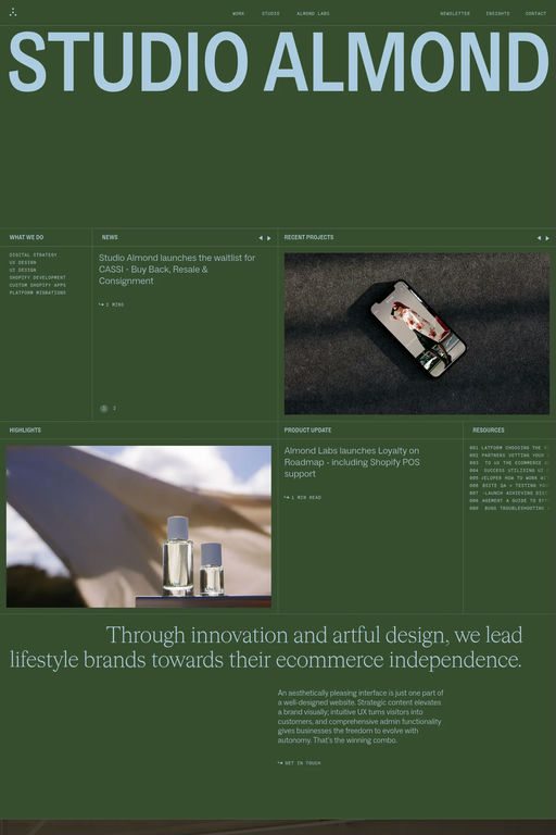 Studio Almond website screenshot