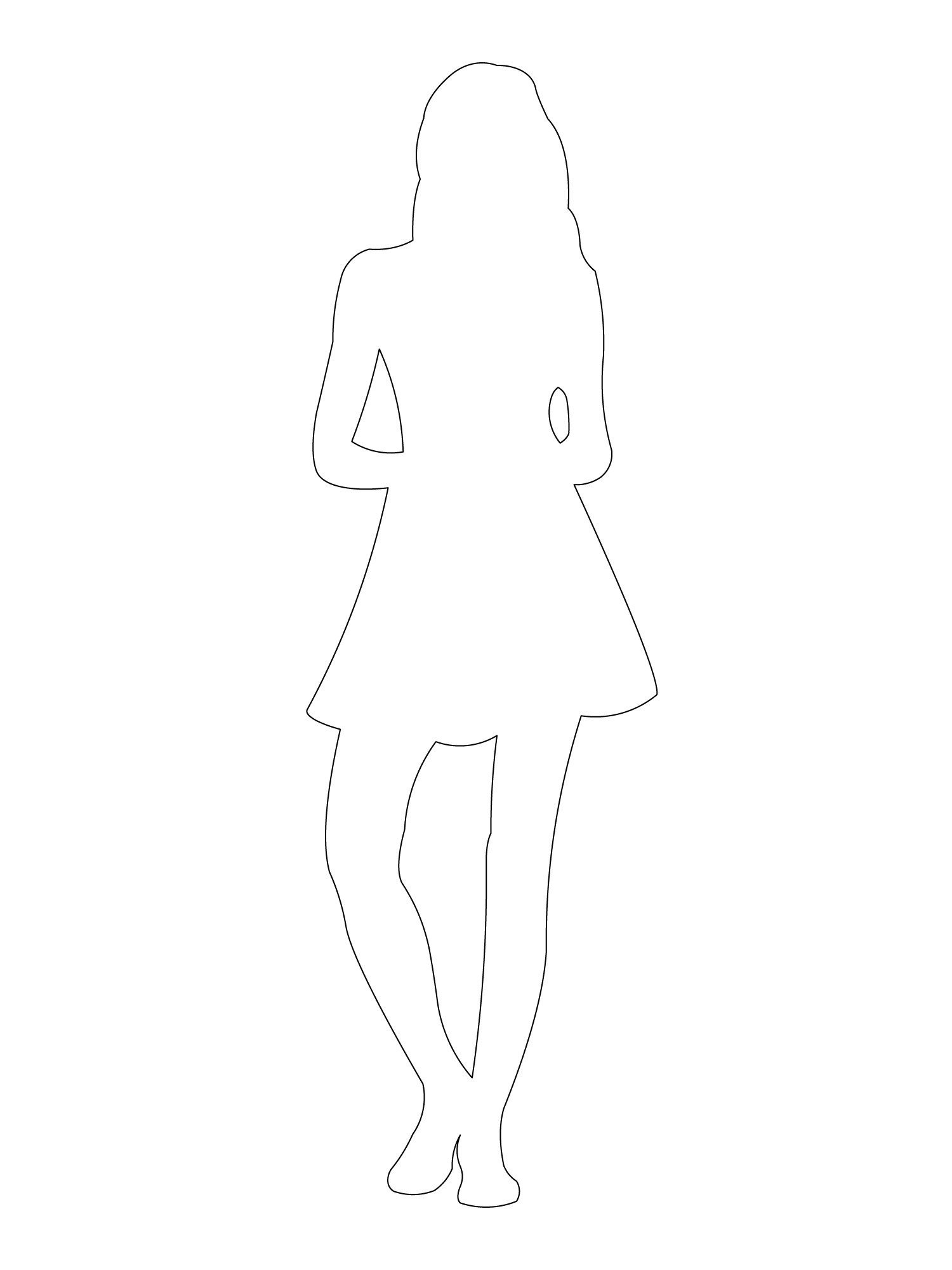 Women standing with arms bent at sides