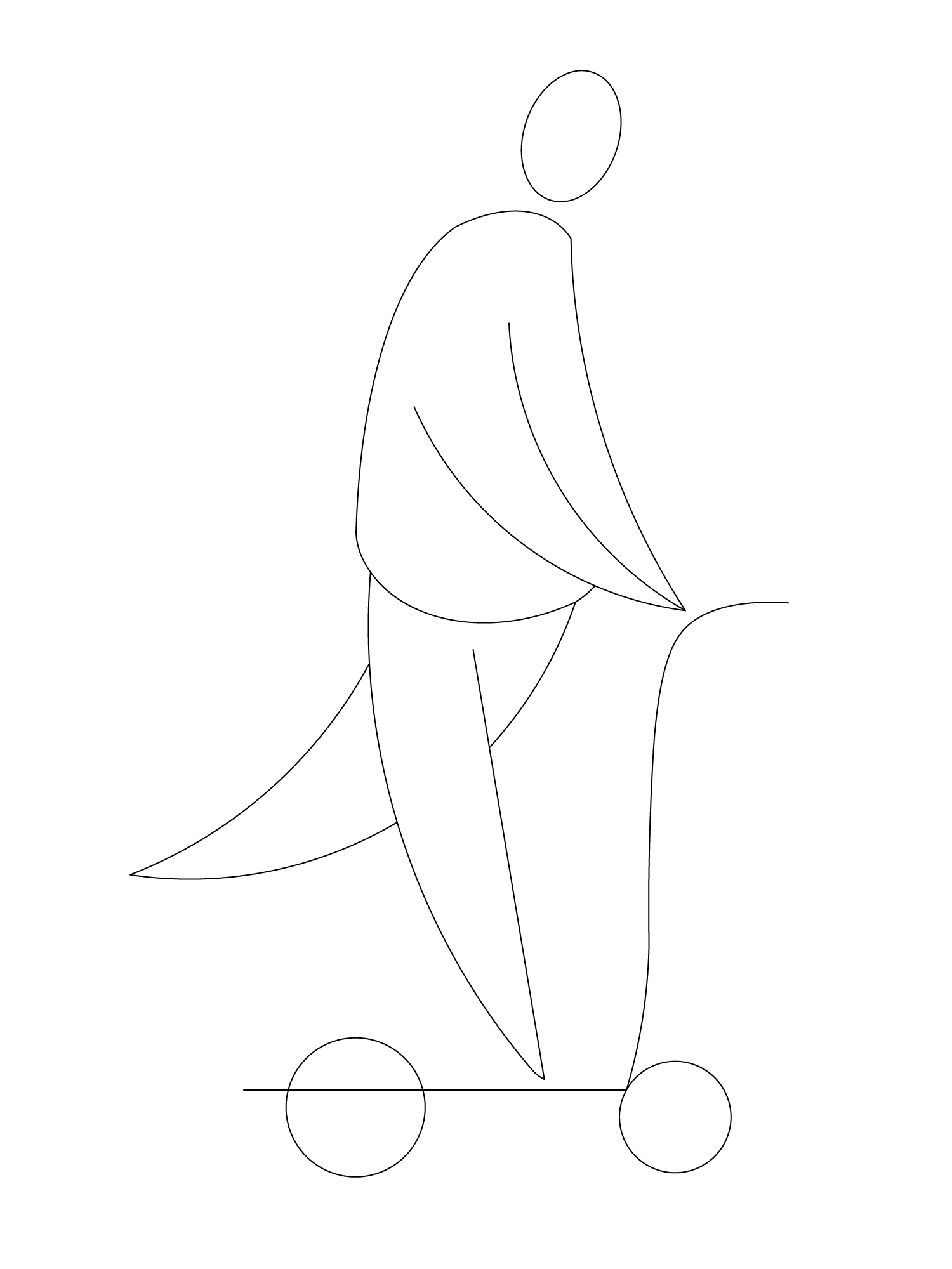 Man riding scooter with leg up