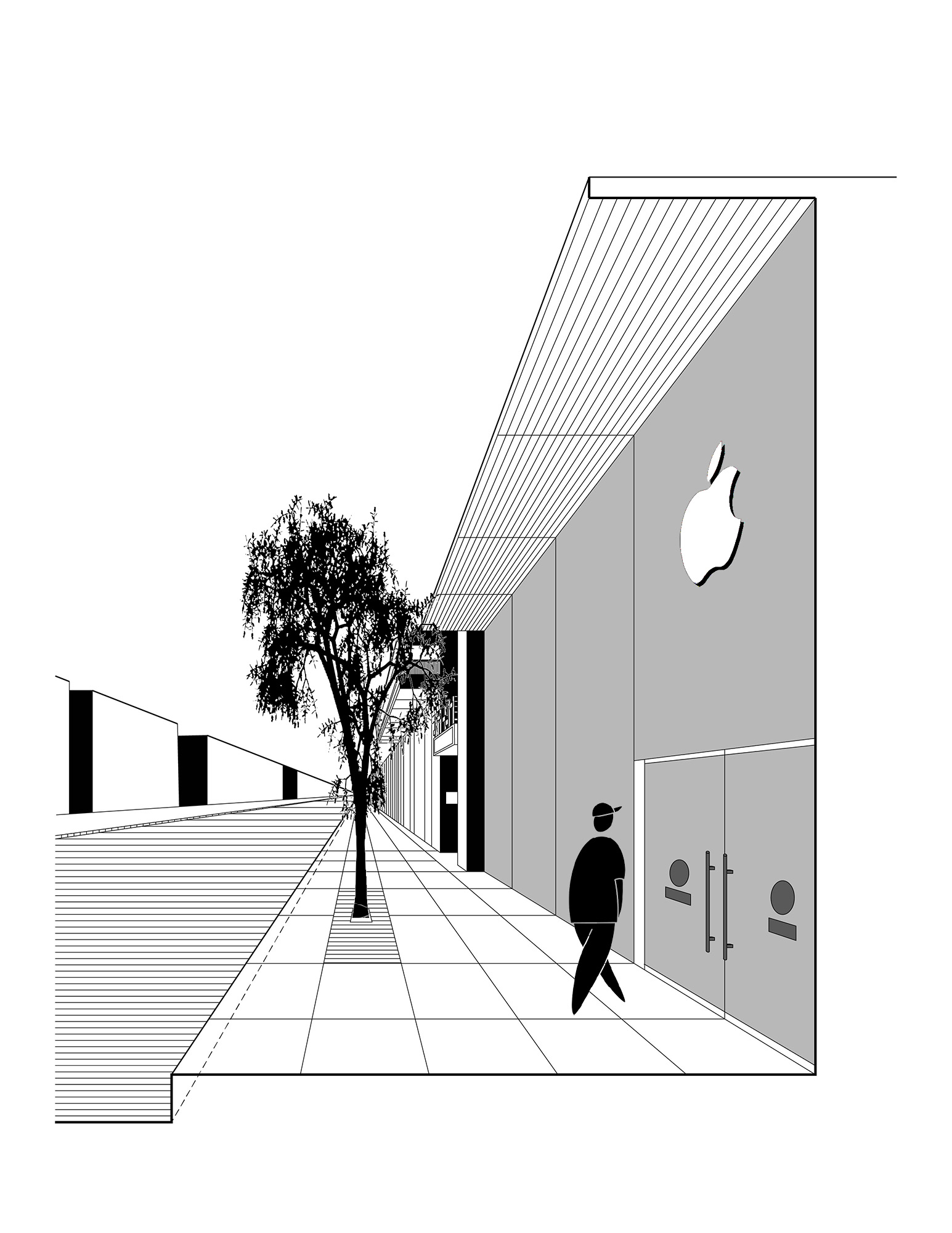 Sidewalk Next to an Apple Store in Downtown Nashville