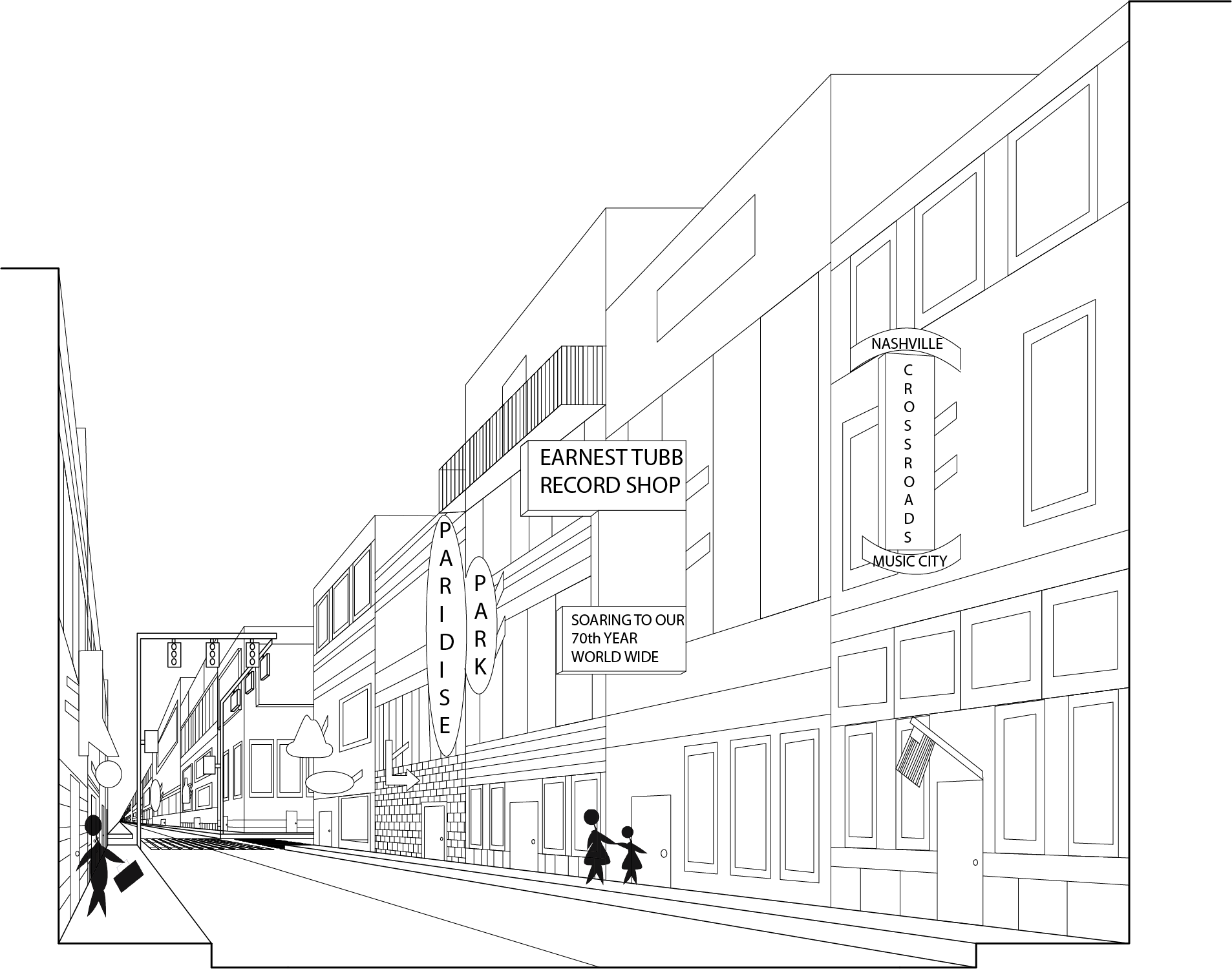 Broadway street, downtown Nashville