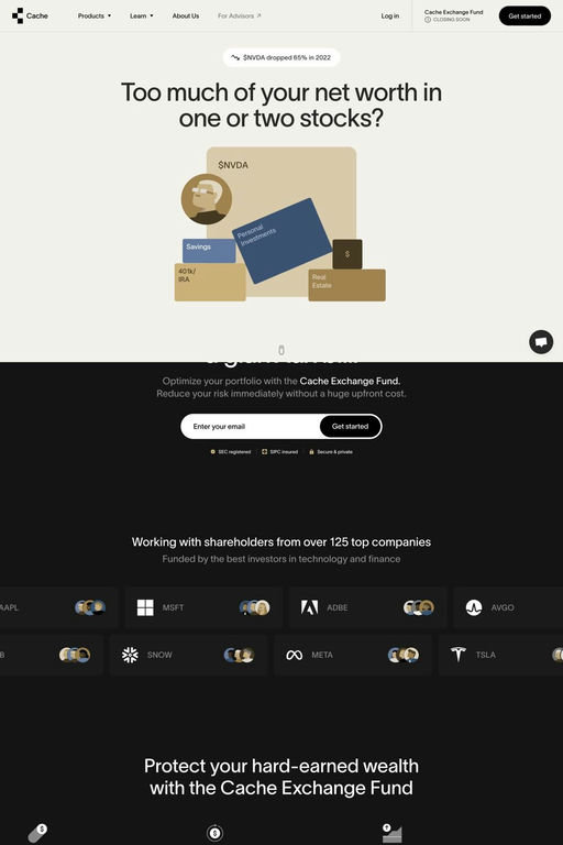 Cache website screenshot