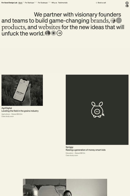 For Good Design Lab website screenshot