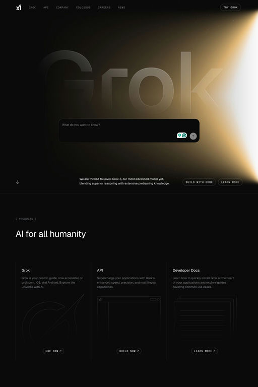 xAI website screenshot