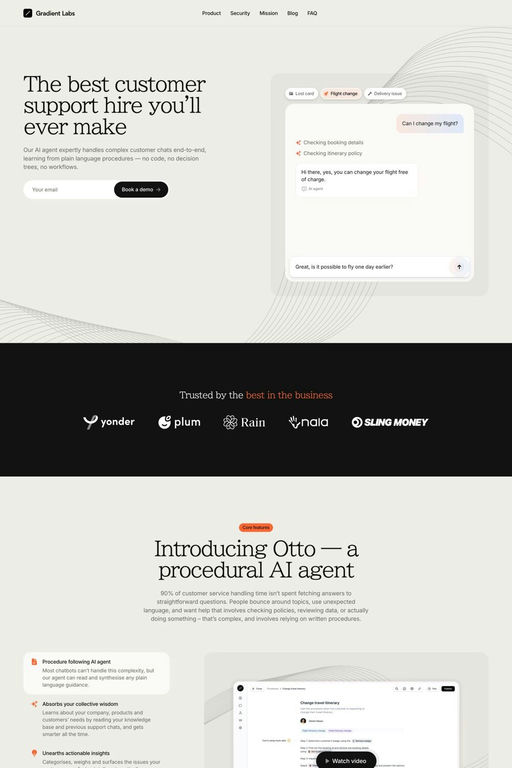 Gradient Labs website screenshot