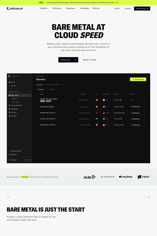 Latitude.sh website screenshot