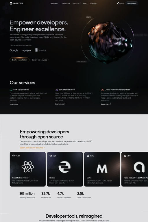 Invertase website screenshot