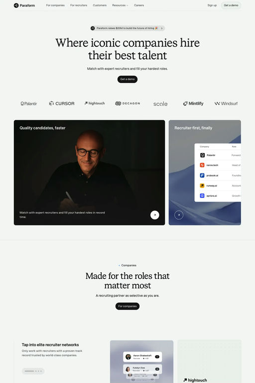 Paraform website screenshot