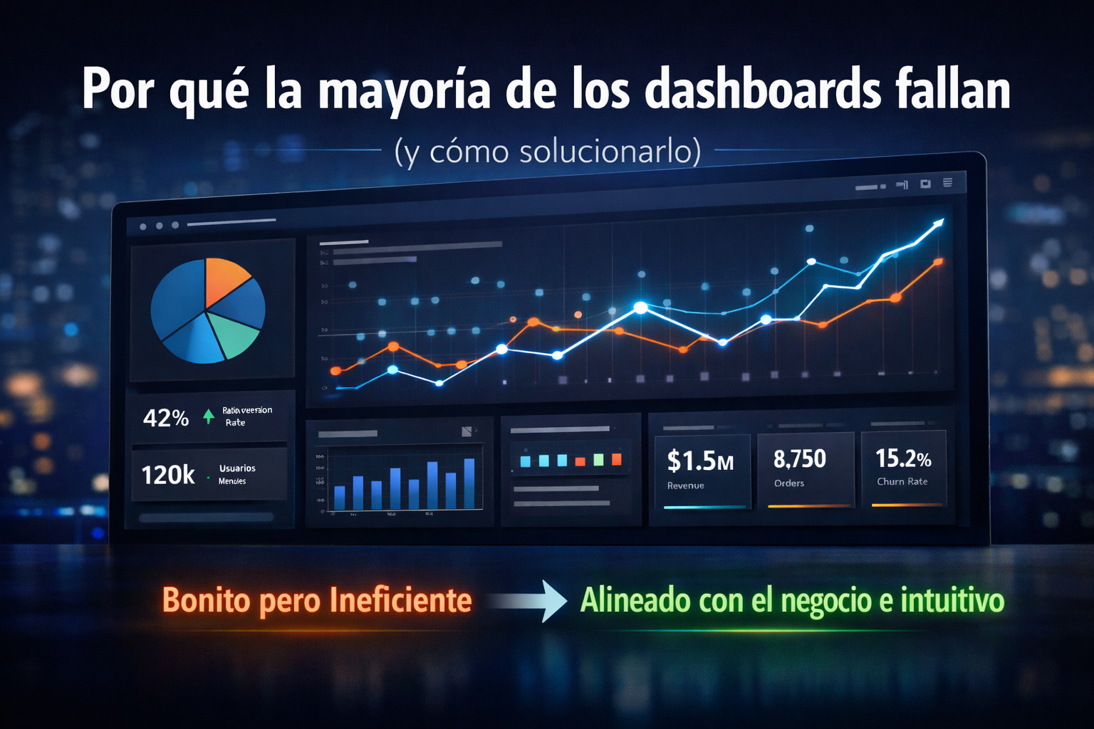 Dashboard de inteligencia de negocios con gráficos y KPIs