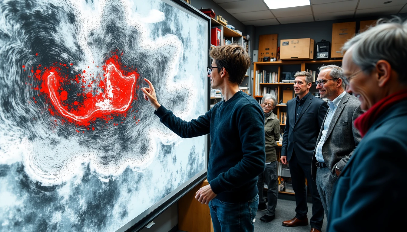 Researcher presents AI-identified earthquake zones to skeptical officials using massive seismic data visualization