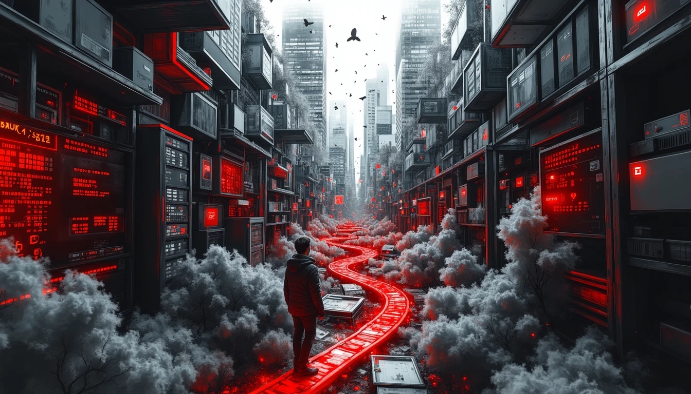 Researcher navigating complex AI and cloud technology maze