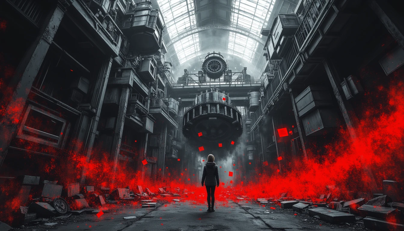 Engineer controlling floating machine parts with predictive maintenance algorithms