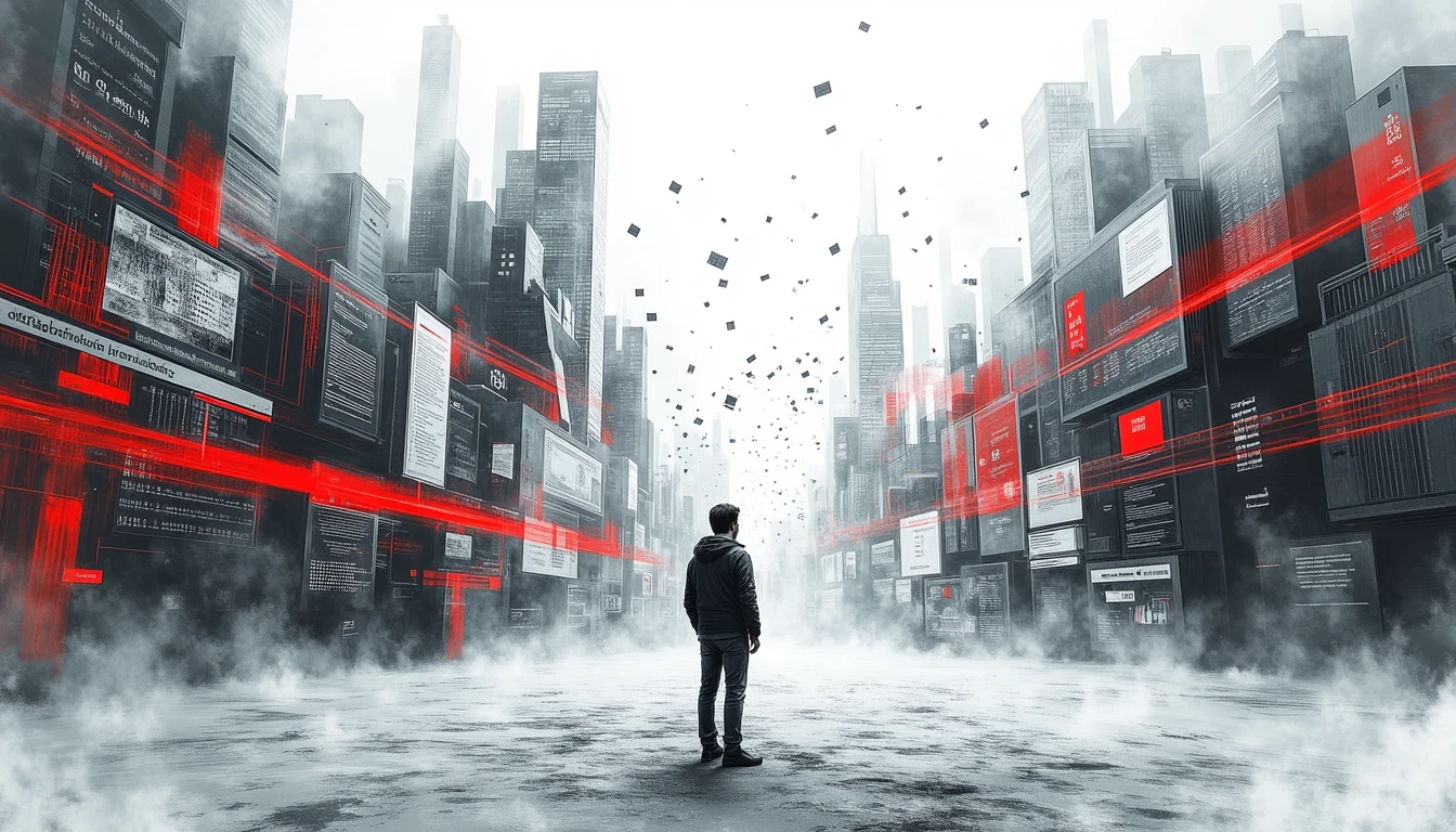 Solitary figure managing AI legal-ethical landscape