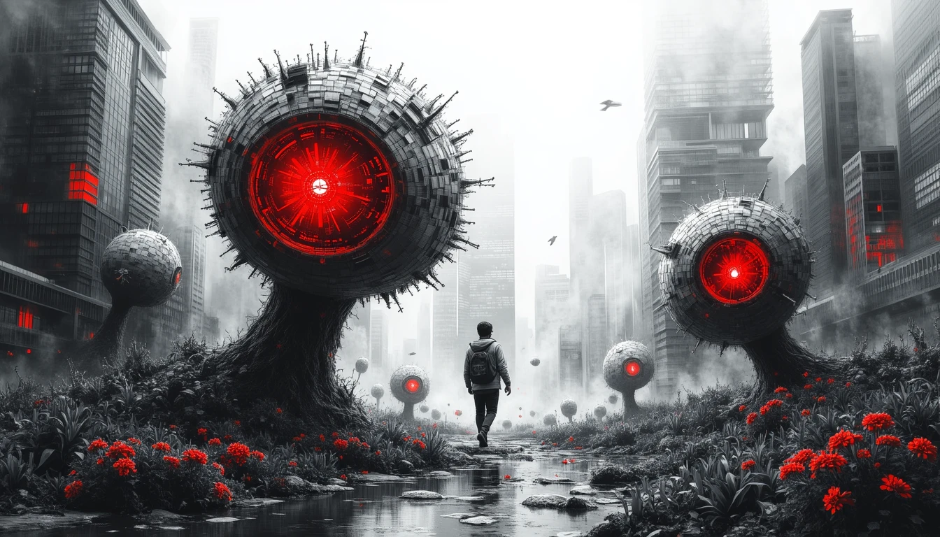 Human exploring hybrid biological-technological evolutionary landscape