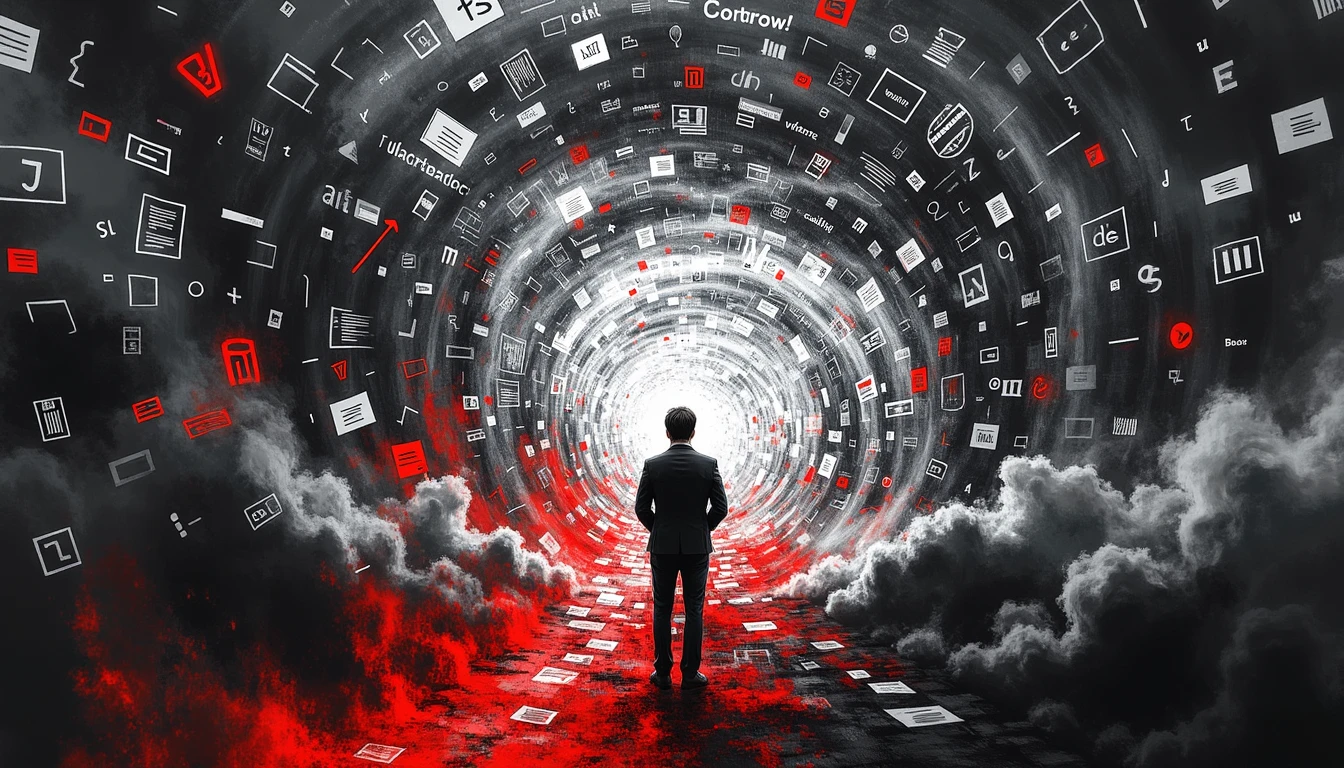 Person organizing chaotic words into precise AI communication blueprint