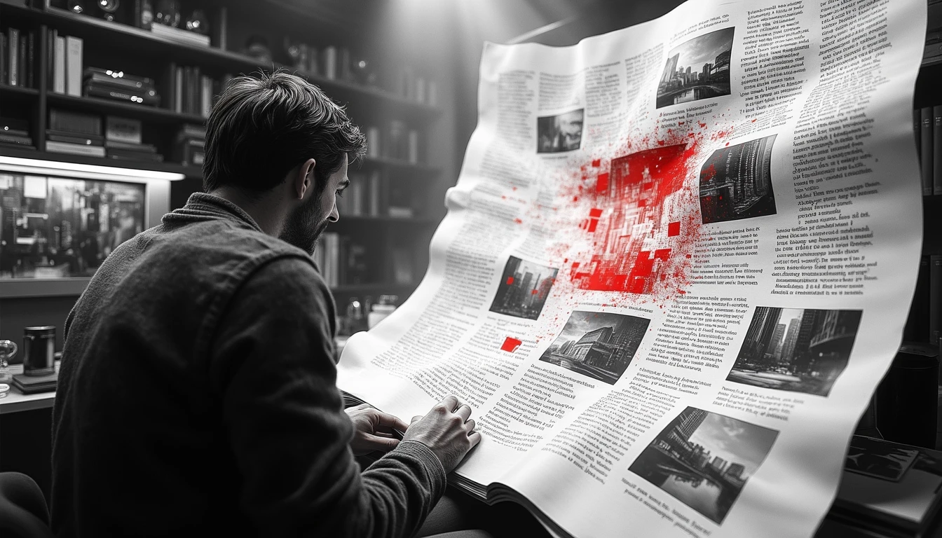 Screenwriter battling morphing script representing AI's script analysis