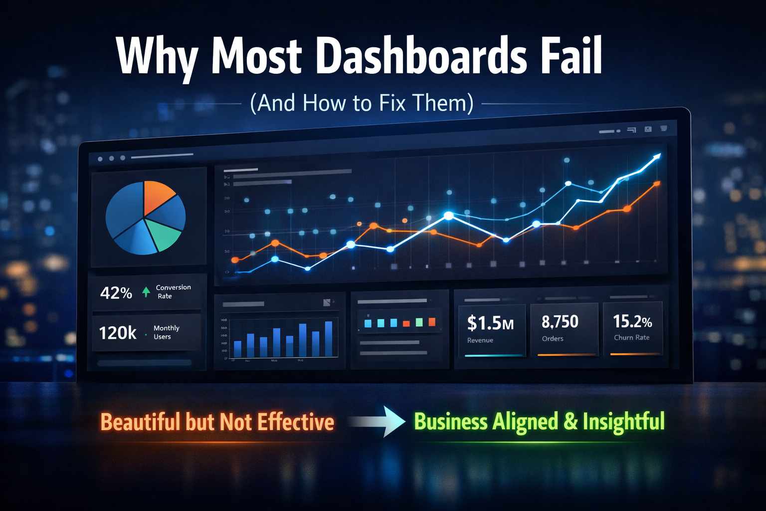 Business intelligence dashboard with charts and KPIs