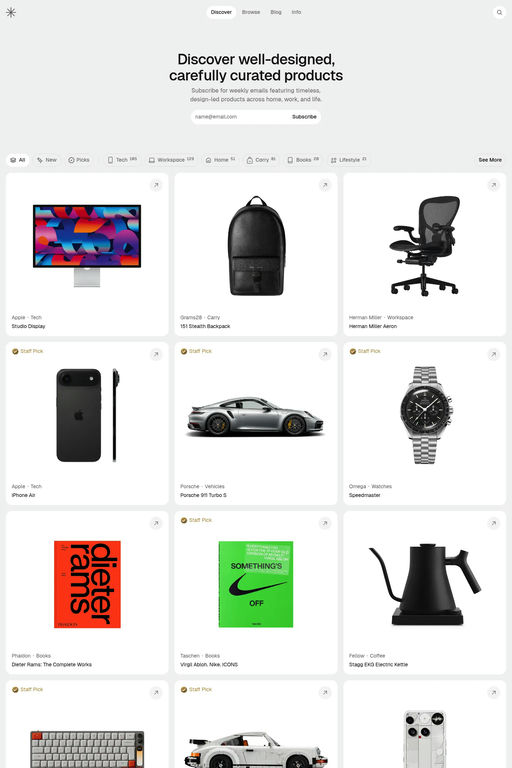 Curated Supply website screenshot