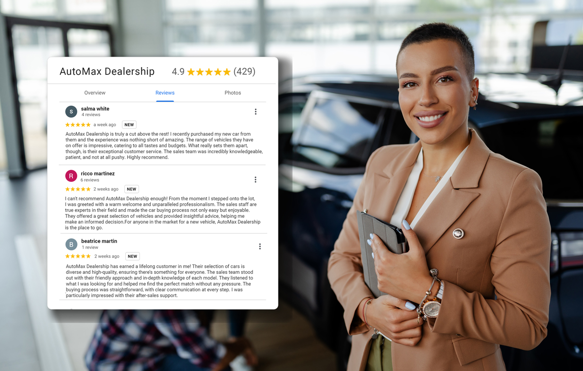 Boost positive Car Dealership reviews and rank higher in Google search results