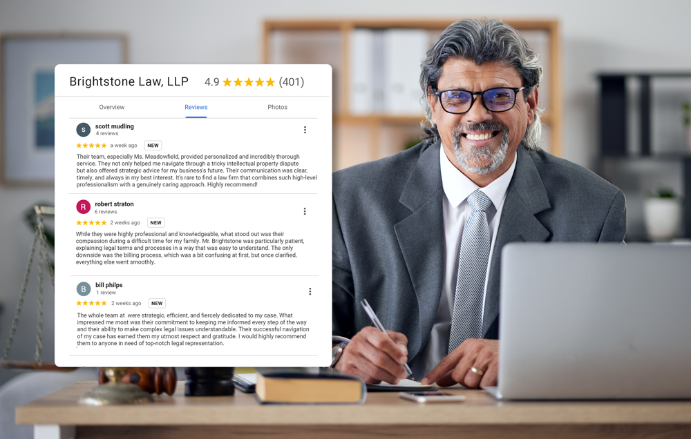Boost positive Law Firm reviews and rank higher in Google search results