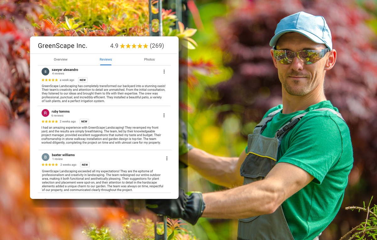 Boost positive Landscaping Company reviews and rank higher in Google search results
