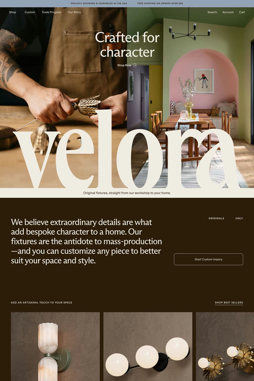 Velora Home website screenshot