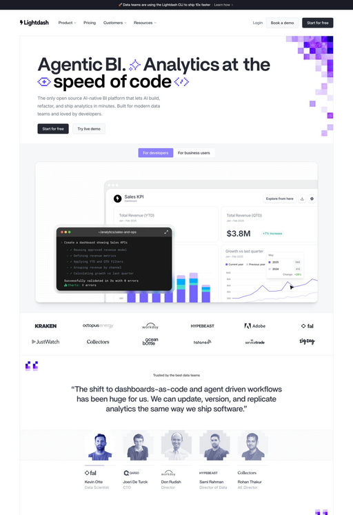 Lightdash website screenshot