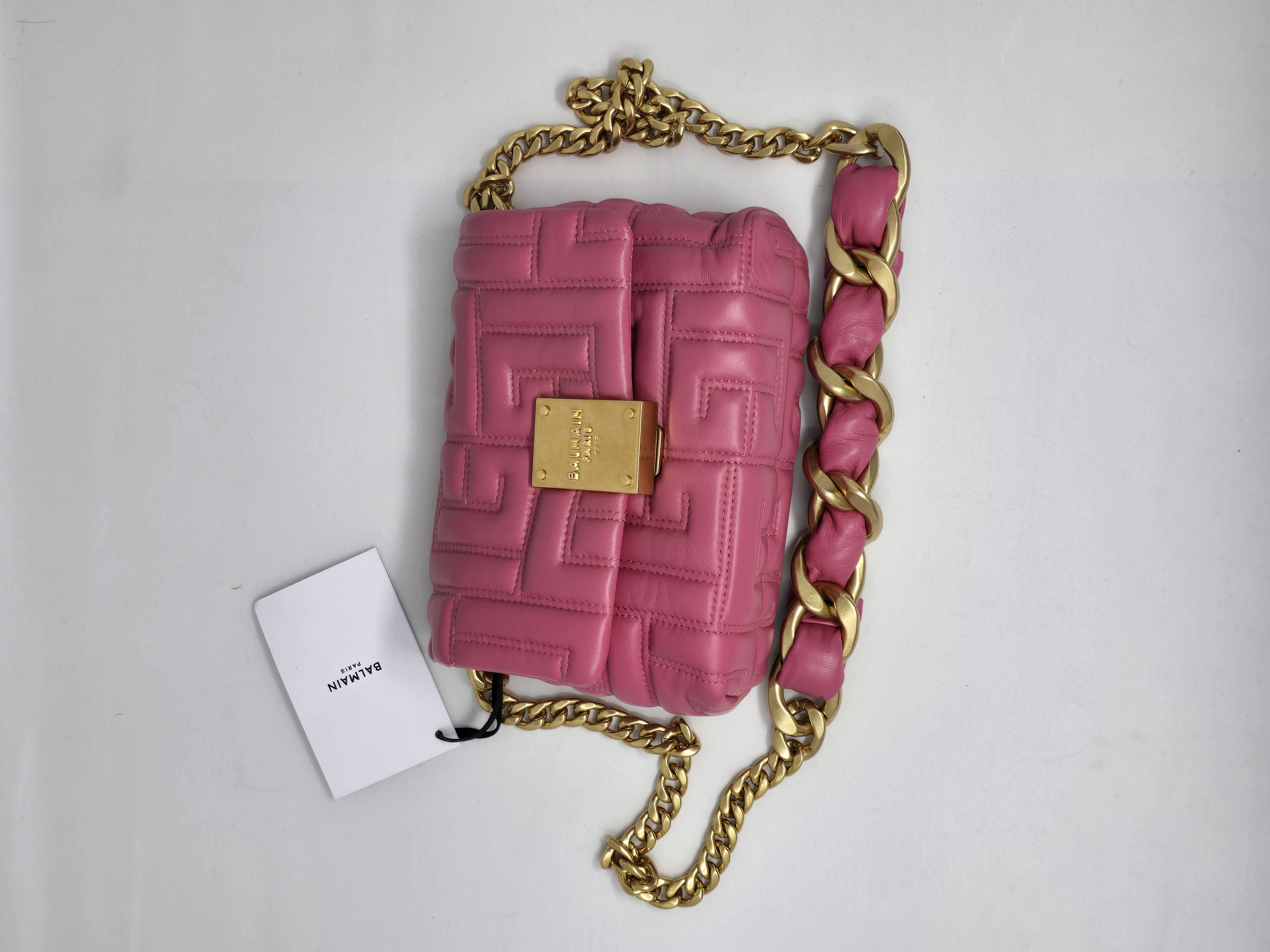 Balmain Quilted Pink Mini Shoulder Bag