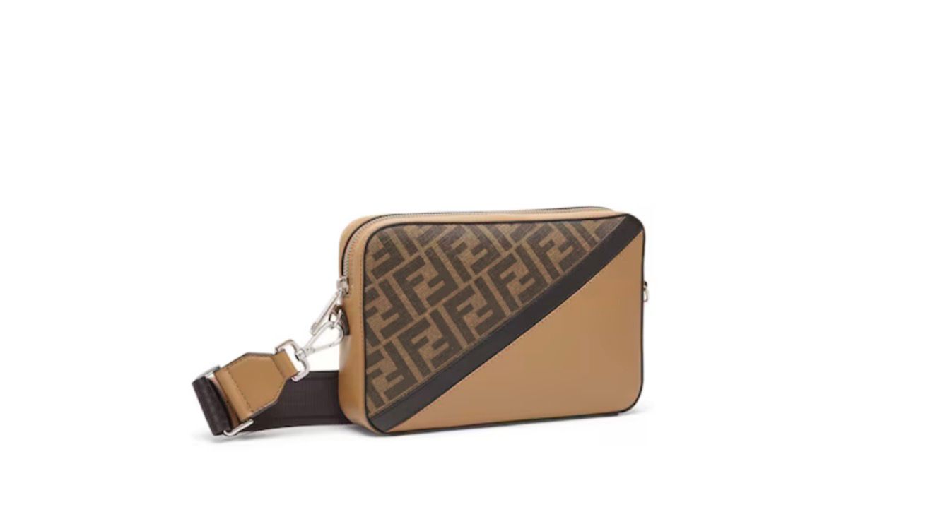 Fendi Brown FF Canvas and Leather Crossbody Bag