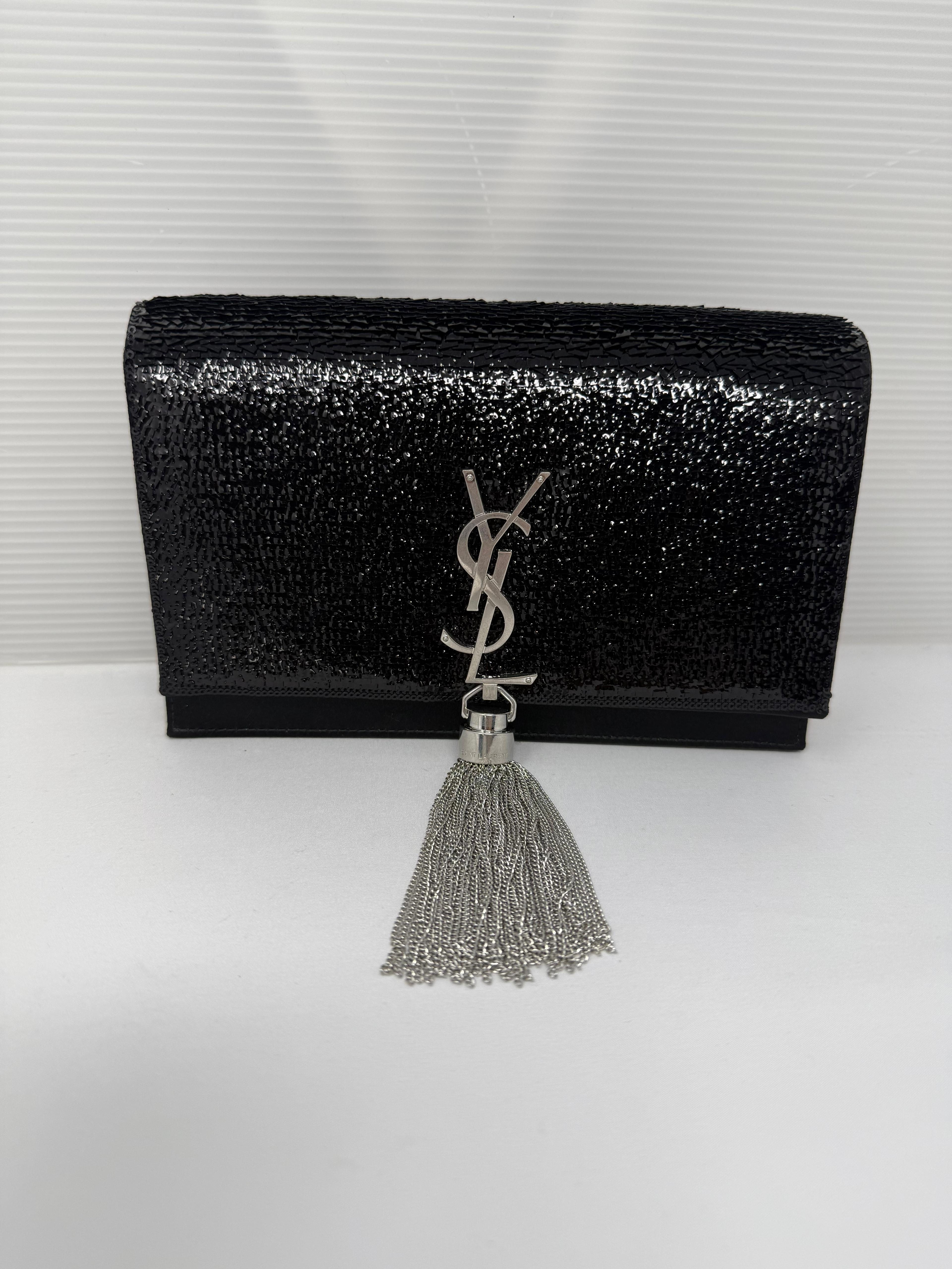 YSL Kate Satin Chain Tassel Clutch