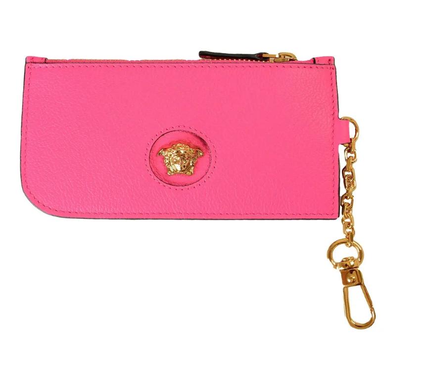 Versace Fuchsia Leather Medusa Key Card Case