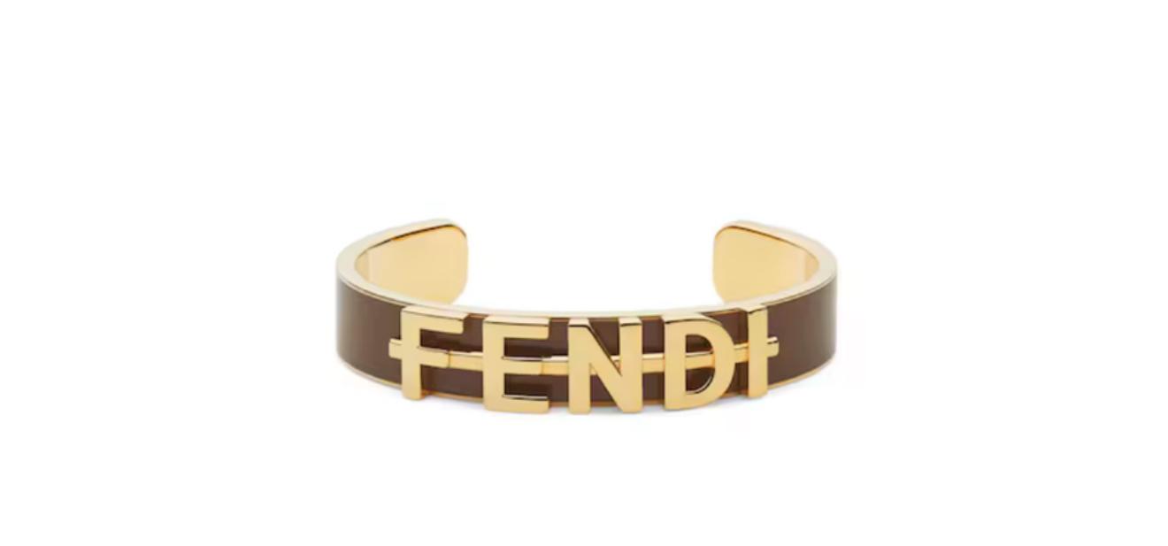 Fendi Women’s Logo Cuff Bracelet – Cocoa/Gold