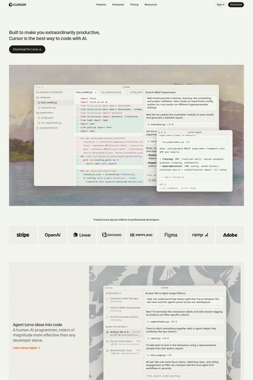Cursor website screenshot