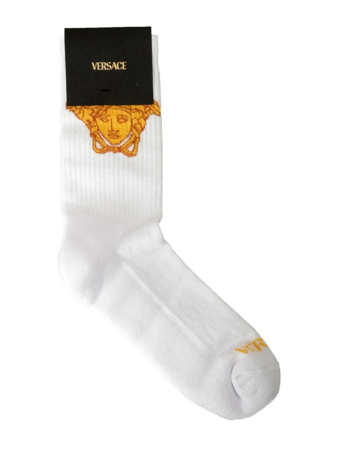 Versace Medusa Crew Socks (White-Gold)