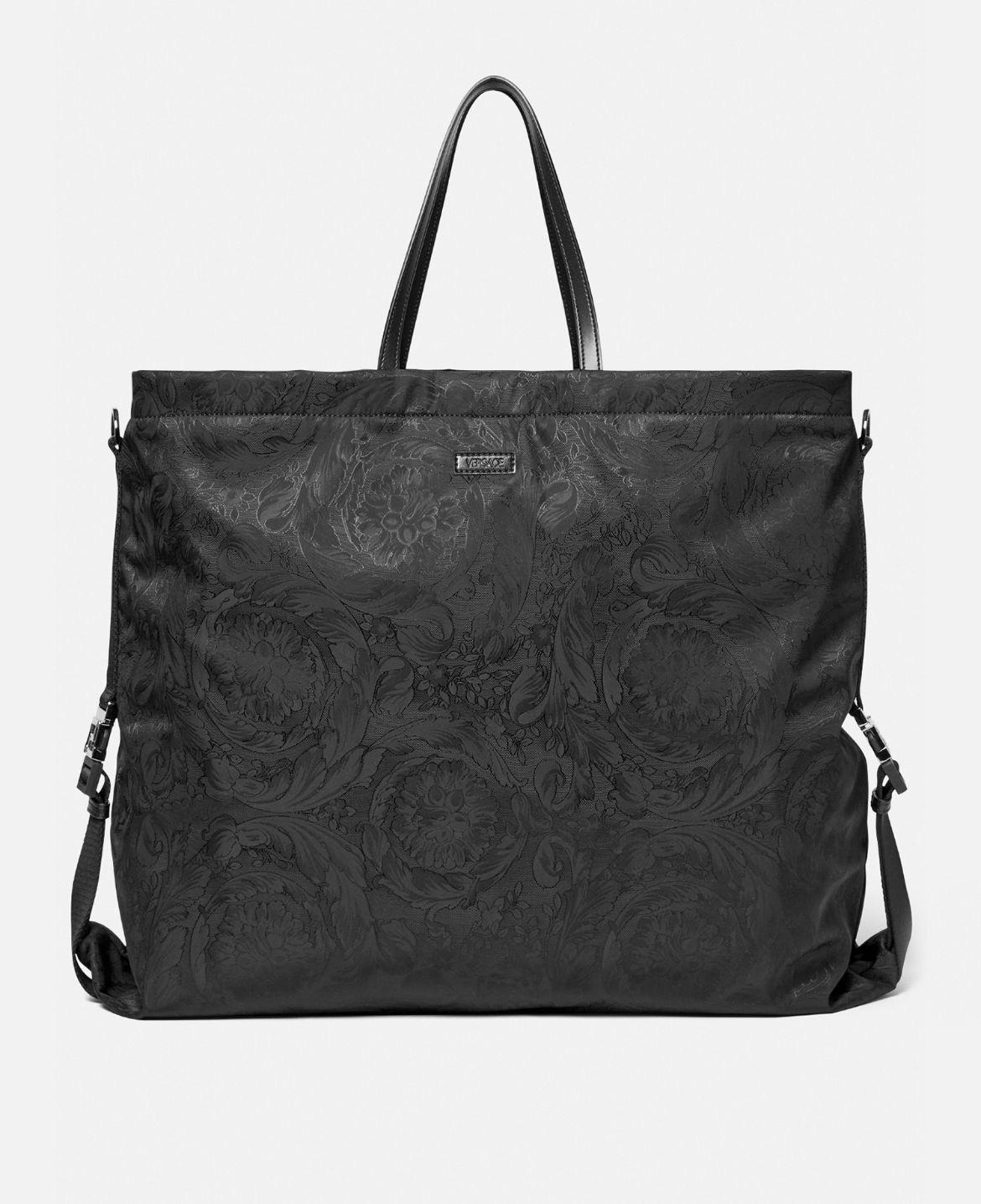 Versace Black Jacquard Nylon Tote