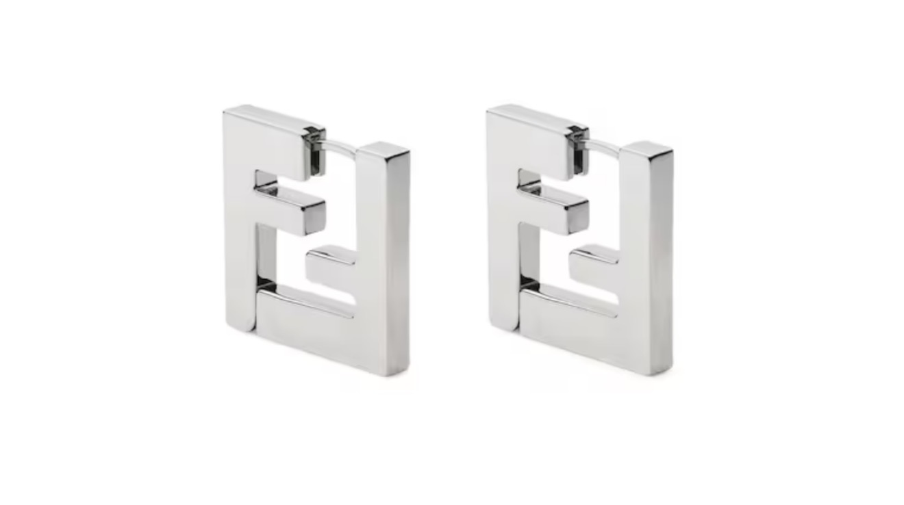 Fendi Silver FF Logo Hoop Earrings