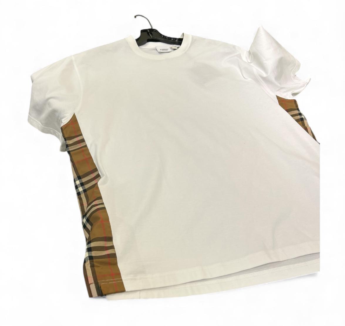 Burberry Check-Panel White Cotton Tee
