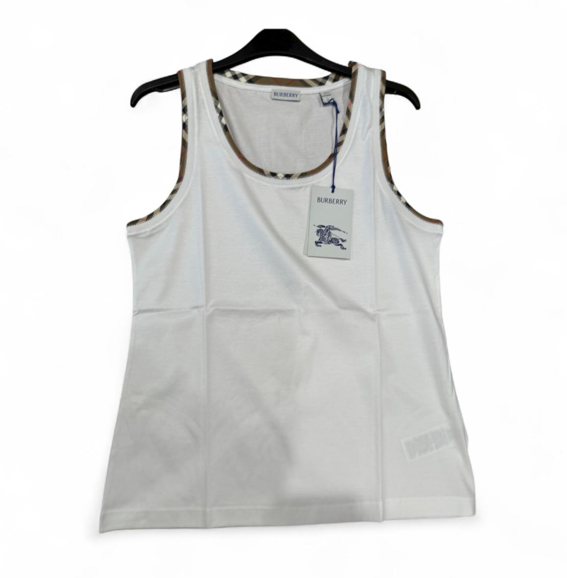 Burberry Women's Vintage Check Trim Tee in White