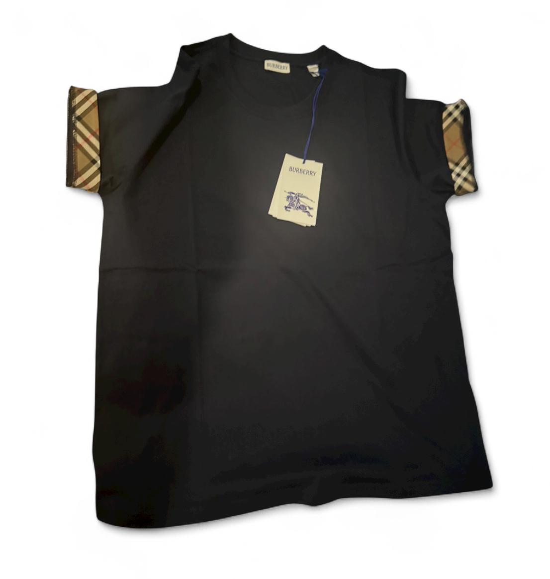 Burberry Women's Navy T-Shirt W/Check