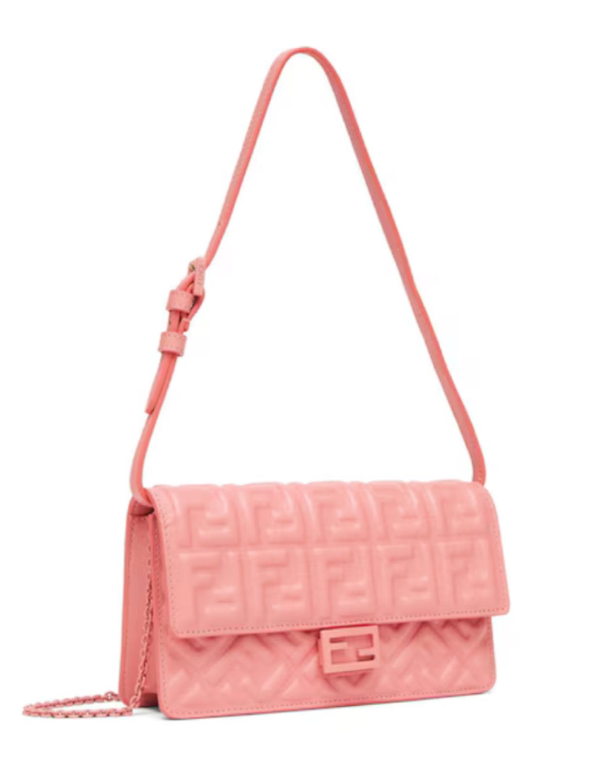 Fendi Embossed FF Pink Leather Bag